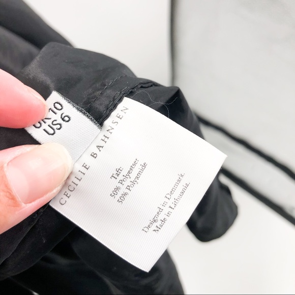 Cecilie Bahnsen Esme Black Tiered Layered Puff Sleeve Midi Length Dress US 6 - Picture 9 of 9